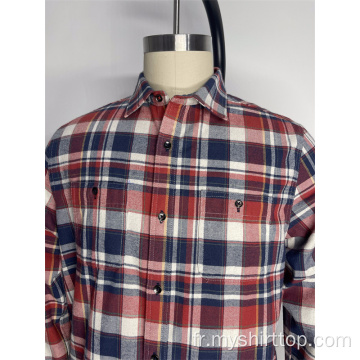 Veste de chemise décontractée à plaid rouge